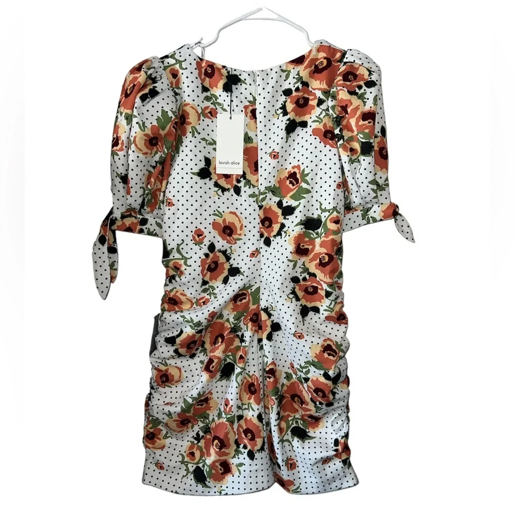 LAVISH ALICE FLORAL RUCHED MINI DRESS - Picture 4 of 7
